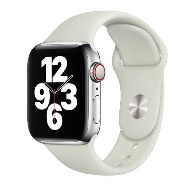 Silicone Strap For Apple Watch Band 44mm 41mm 45mm 40mm 38mm Smart Watch Sports Rubber Bracelet iWatch 6  Serie 7 SE Watchband Light White