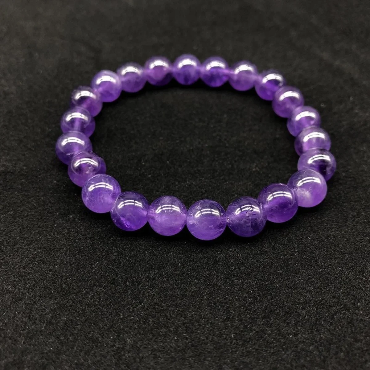 

8mm Purple Natural Amethyst Bracelet Fashion Simple Round Beads Elastic for Friends Hand Chain Girls Women Jewelry Making Design