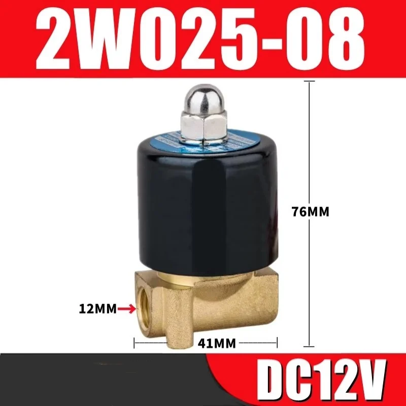 Copper Electric Solenoid Valve 2W025-08 DC 12V G1/4" Distilled Water Air Outlet Flow Switch