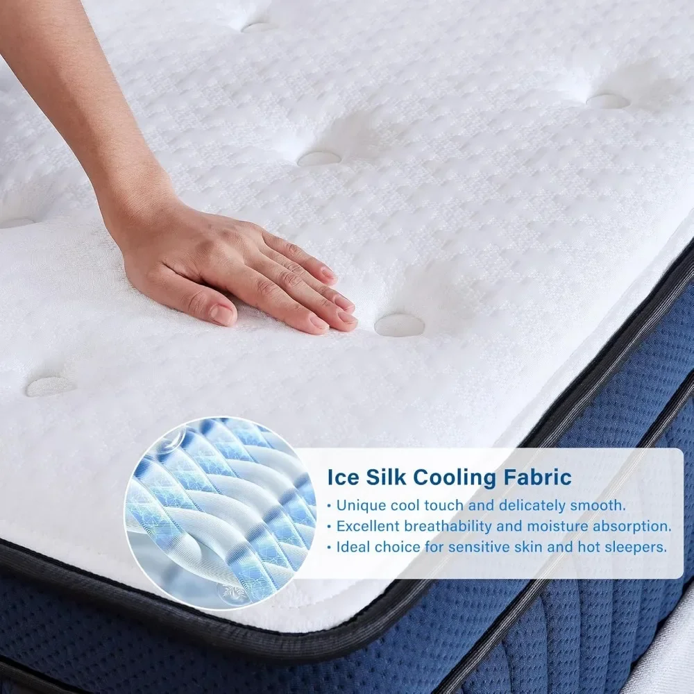 14 Inch King Mattress with Euro Top Hybrid Gel Memory Foam Mattress with 7-Zone Individually Wrapped Coils,King Size Mattress 3