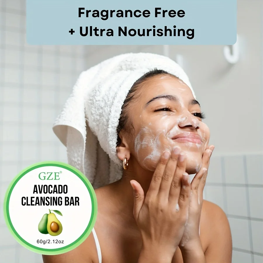 GZE Soft And Gentle Avocado Cleansing Balm Soap With Refreshing Scent - Moisturizing Makeup Remover And Cleansing Bar PH Balance 3