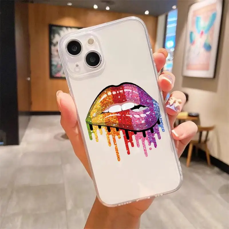 Lip Pattern TPU Phone Case Cover - Stylish Protective Shell