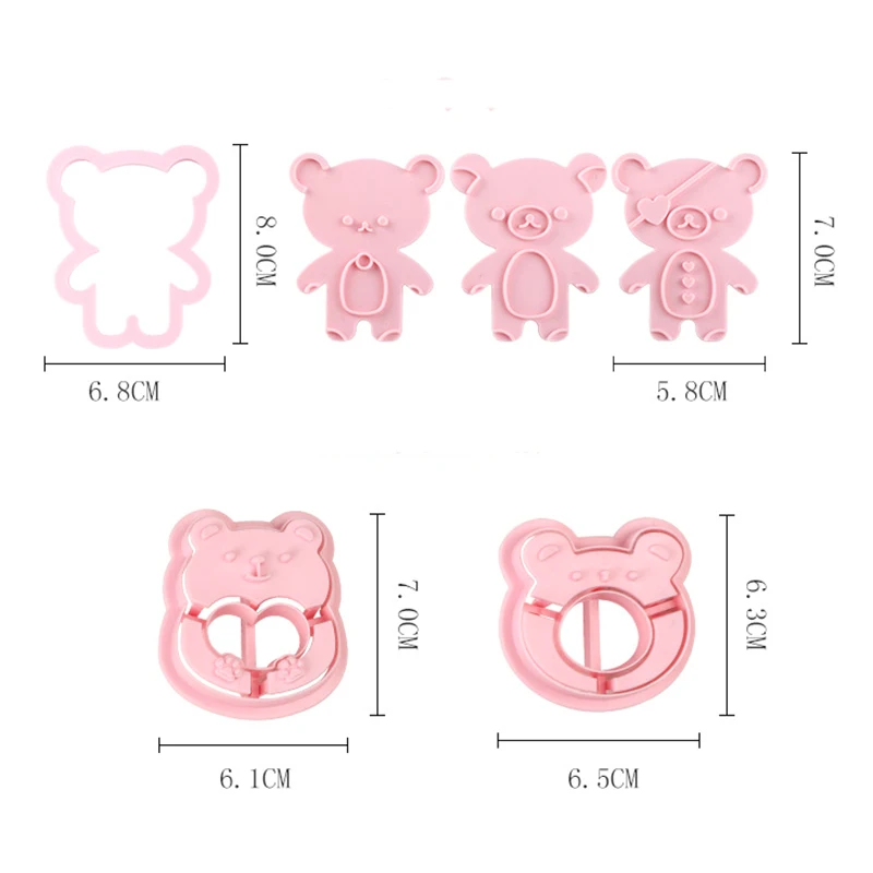 Cute Bear Mold Cookie Bear Stamp Cookie Cutters Set Fondant Biscuit Mold DIY Pastry Baking Tool Shaker Forms for Cookies