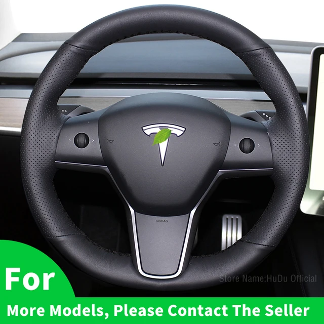 Anpassen DIY Glatte & Perforierte Leder Auto Lenkrad Abdeckung Für Tesla  modell 3 2017 2018 2019 2020 2021 Auto innen - AliExpress