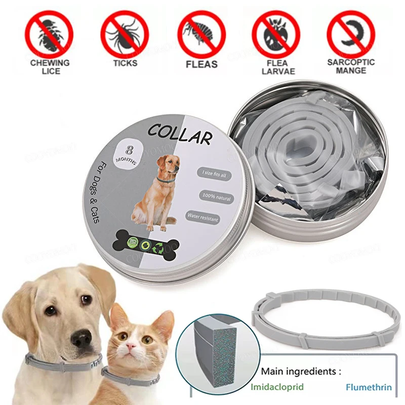 

Dog Anti Flea And Tick Collars,Pet 8Month Protection Adjustable Collar For Large Dog Puppy Cat, Dogs Accessories