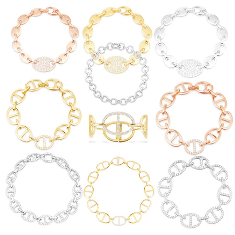 

Pumm S925 Стерлинговое Серебро Свинья Нос геометрический Сейлор кольцо Пряжка ожерелье браслет Повседневная мода женская бижутерия подарок