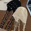 Crochet Flower Hollow Pearl Tassels Knitted Hat Beanies Weave Cap Knit Cap Hollow Out Korean Ethnic Style Hat 6