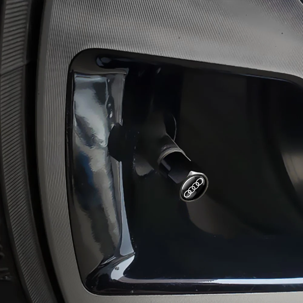 4개 알루미늄 자동차 휠 타이어 밸브 캡 먼지 커버 자동차 액세서리 (아우디 S라인 RS TT A1 A2 A3 A4 A5 A6 A7 A8 콰트로 Q3 Q5 용)