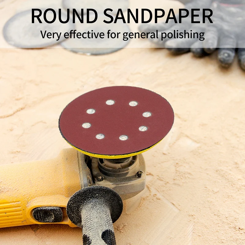 New 60PCS 5 Inch Sanding Discs Sandpaper Assorted 60 80 120 180 240 320 Grits For Power Random Track Sanders