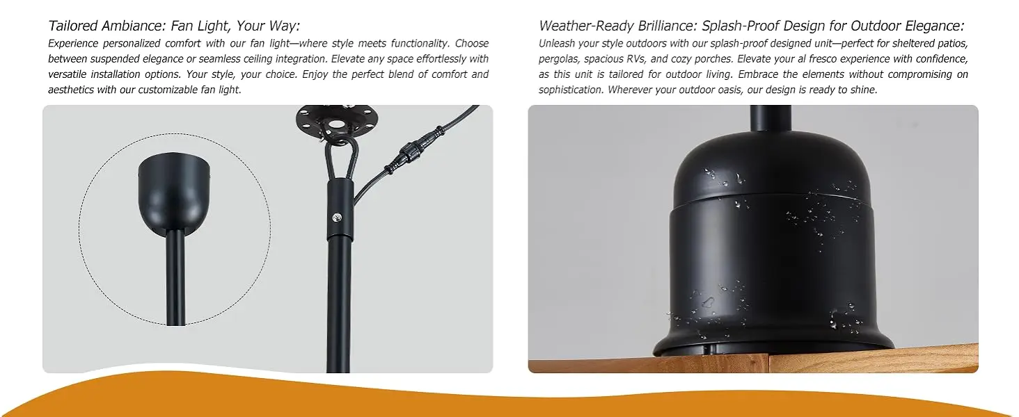 Plug-In Wet Rated Outdoor Ceiling Fan with Dimmable Light and Memory Remote