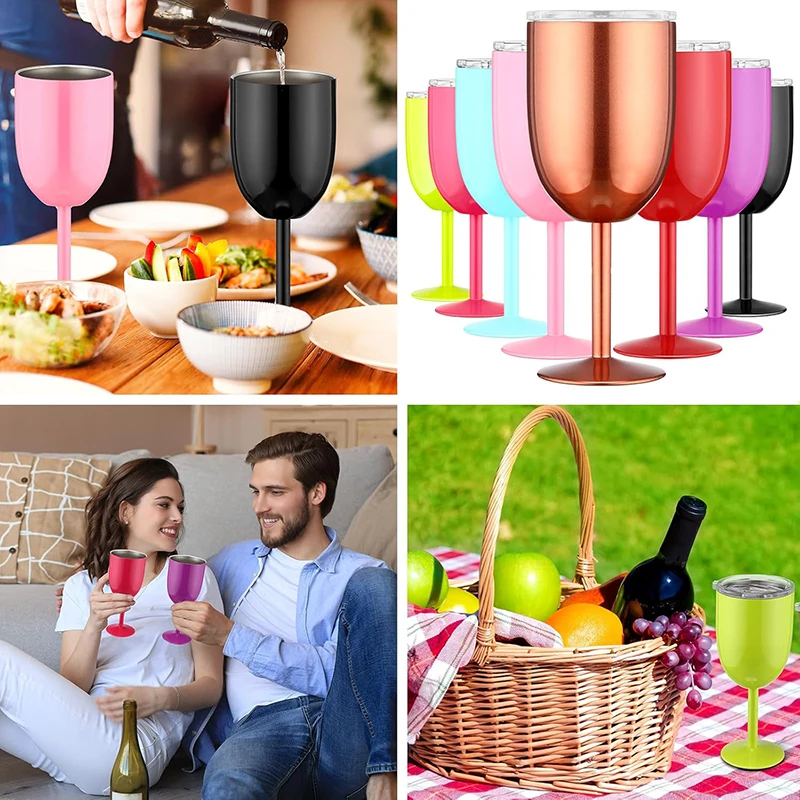 Stainless steel wine glass in cocktail shape, ideal for stylish drinks and home bar use. Free shipping to Singapore included.