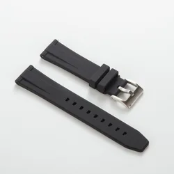 Soft Silicone Waterproof Sport Wristband - Universal Fit Rubber Watchband - 22mm (Black)