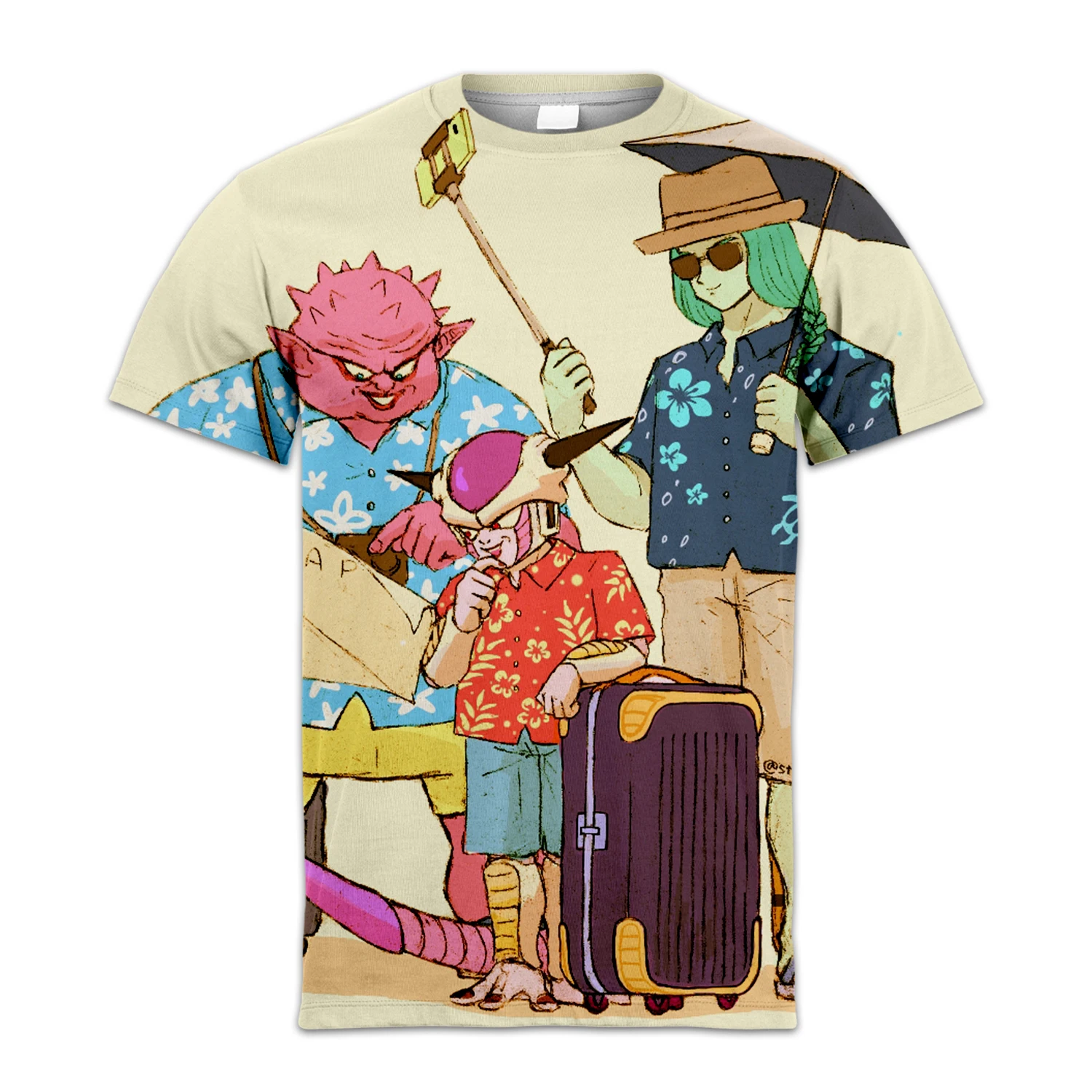 

2023 New Men'S Digital Exquisite Printed Summer Short Sleeve Top Set Round Neck Loose Casual Dragon Ball Printed 3dt Shirt