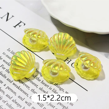 Diy 수지 홈 장식 카와이 키 체인 장식, 모조 쉘 장식, 오픈 쉘 진주 장식, 귀여운 전화 케이스 액세서리, 10 개