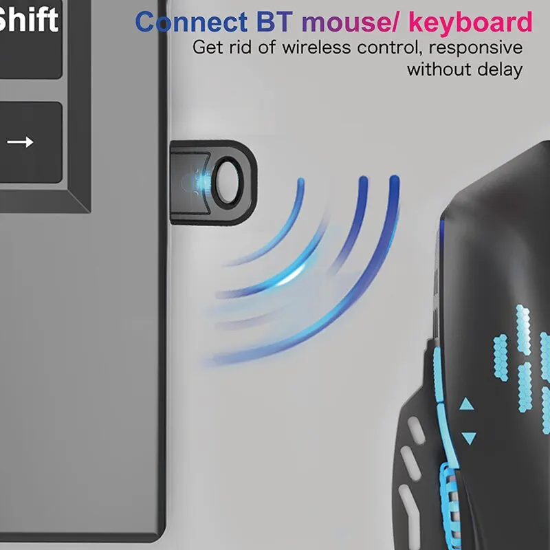 Wireless Mouse Bluetooth 5 Adapter Wireless Music Receiver Transmitter Mini Portable Shared File Automatic Recognition Connection