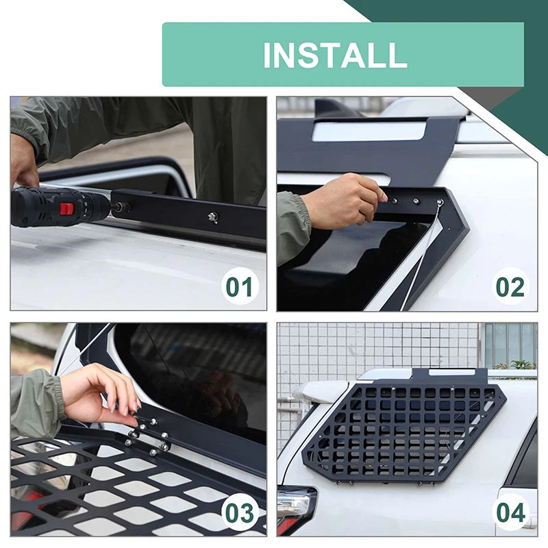 BAWA 자동차 뒷 창 유리 갑옷 보호 프레임 보관 랙 4Runner 2010-2023 용 접이식 선반 외부 액세서리