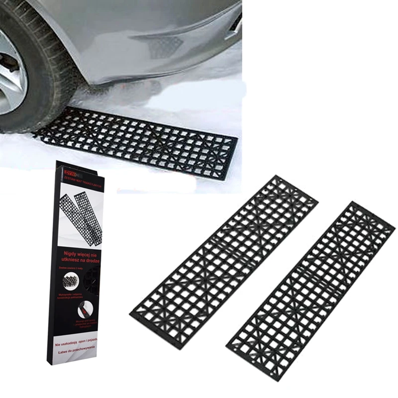 Tire chains car wheel anti skid pad tire studs anti skid 2Pcs car snow mud off plate tire traction foldable skid plate nonslip mat sand snow chain wheel