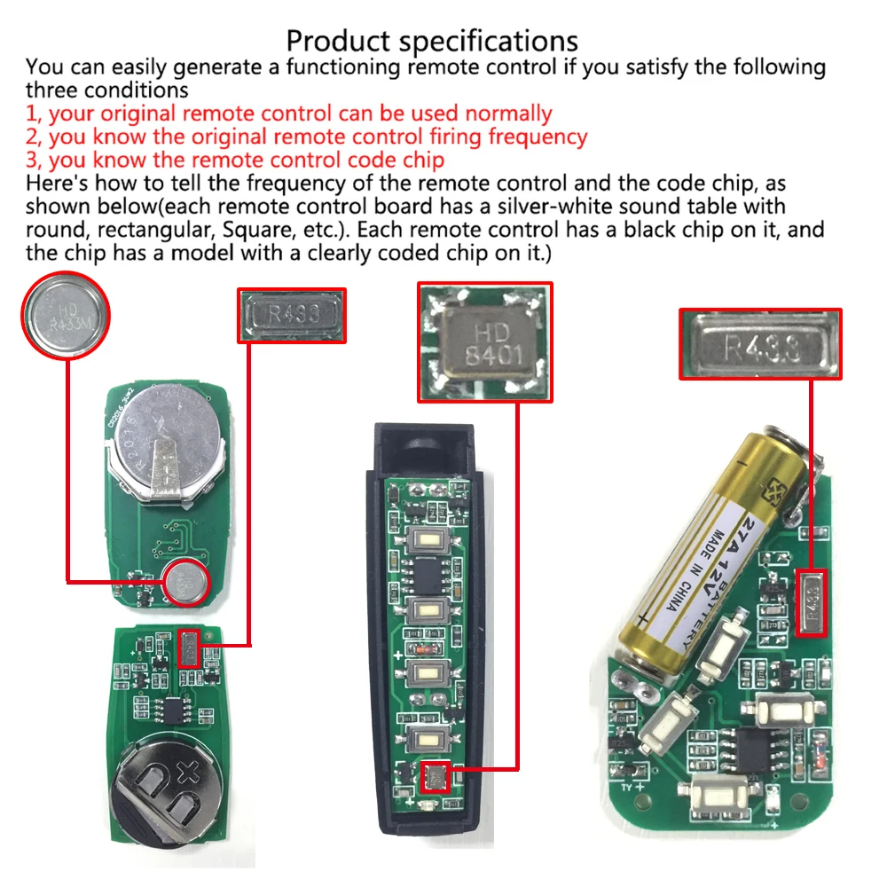 Duplicatore di telecomando 433mhz duplicatore di chiavi a distanza universale copia Clone sostituzione portachiavi porta del Garage trasmettitore RF 433.92Mhz