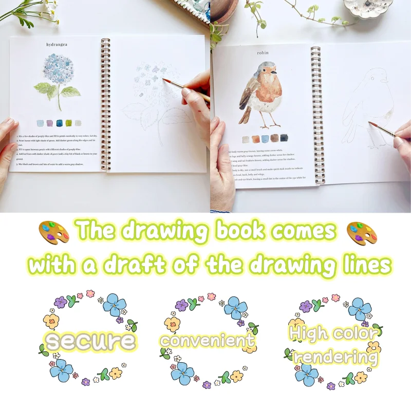 Watercolor Workbook Beginner's Practice Book For Painting Watercolor Oil Painting With 12 Tone Colors Palette Advanced