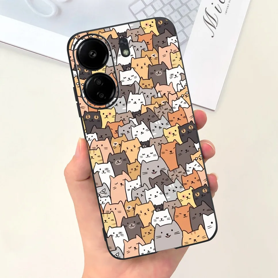 For Xiaomi POCO C65 Case Cute Cartoon Cat Painted TPU Silicone Back Cover For Xioami POCO C65 POCOC65 C 65 6.74 Phone Case Funda
