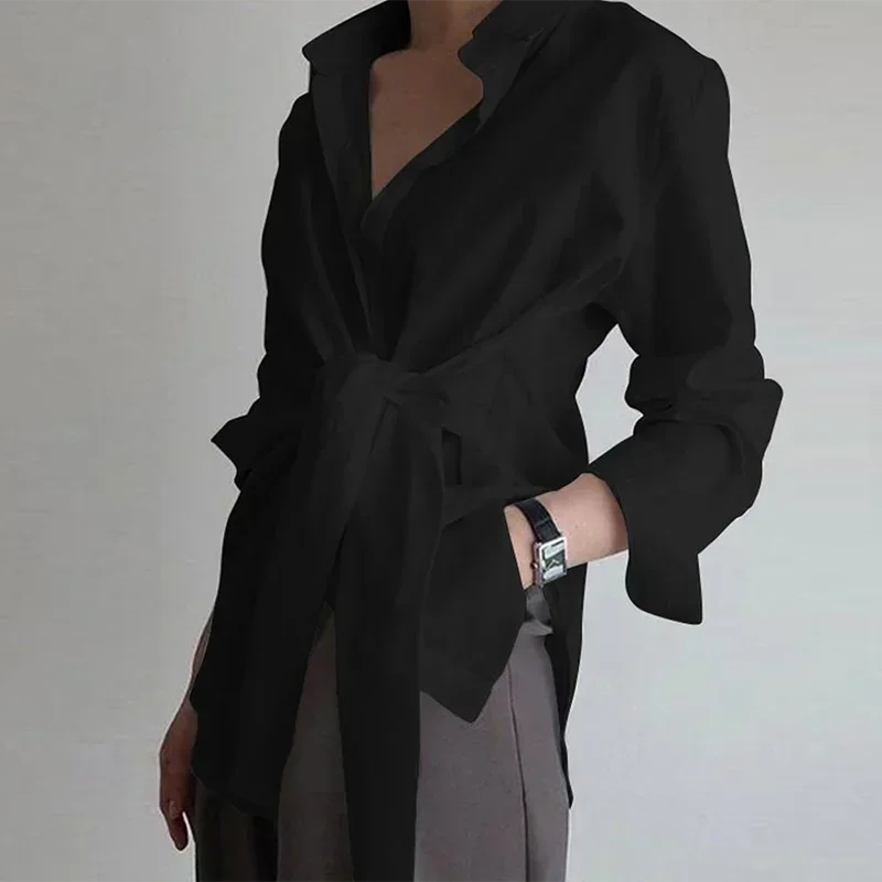 Women Cotton Long Sleeve Office Blouse