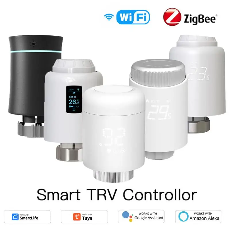 

Термостатические клапаны радиатора Tuya ZigBee/Wi-Fi, беспроводной привод радиатора TRV, контроллер температуры, управление через приложение Alexa Google Home