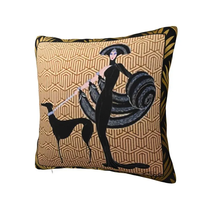 Housses de coussin modernes Erte Greyhound, art déco, décoration de salon, coussin de canapé Whippet Sighthound Dog