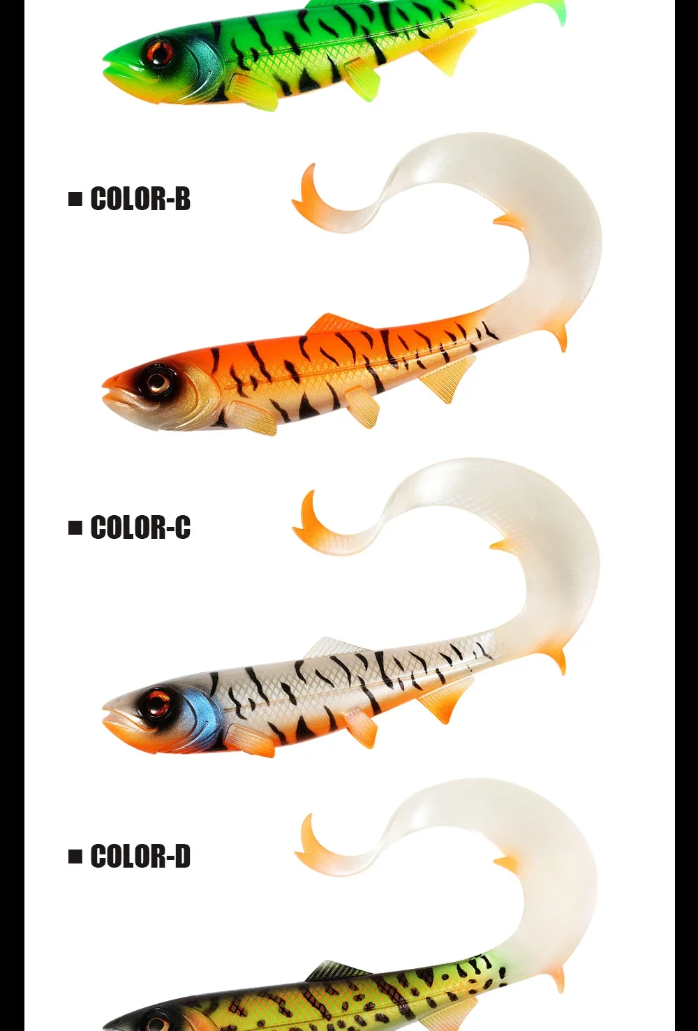 Spinpoler Firebomb Soft Swimbait 17,5 cm 22 cm Angelköder, langer gewellter Schwanz, großer Hechtköder, großer Silikon-Grub, Bass, Forelle, Barsch – Detail 7