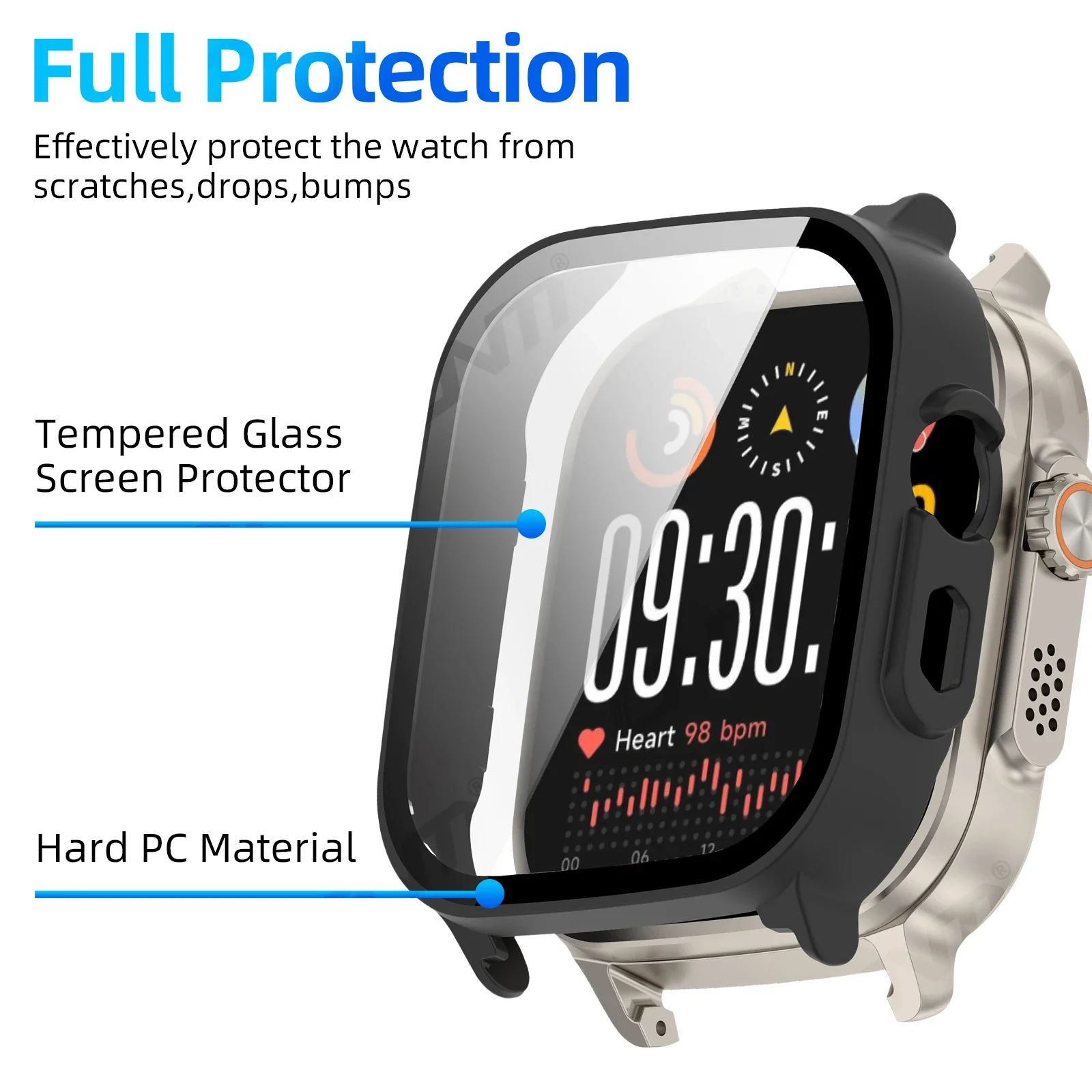 Tempered Glass Screen Protector & Hard PC Bumper Case
