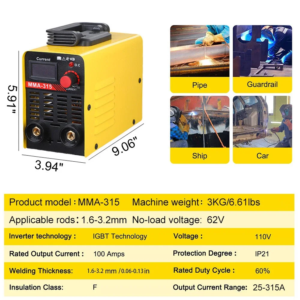 Portable Welder Electric Welder Mini Welder 110V 300A Mini IGBT ARC Welding Machine Adjustable Inverter DC MMA Electric Welder Stick With Overcurrent Protections Power Tool