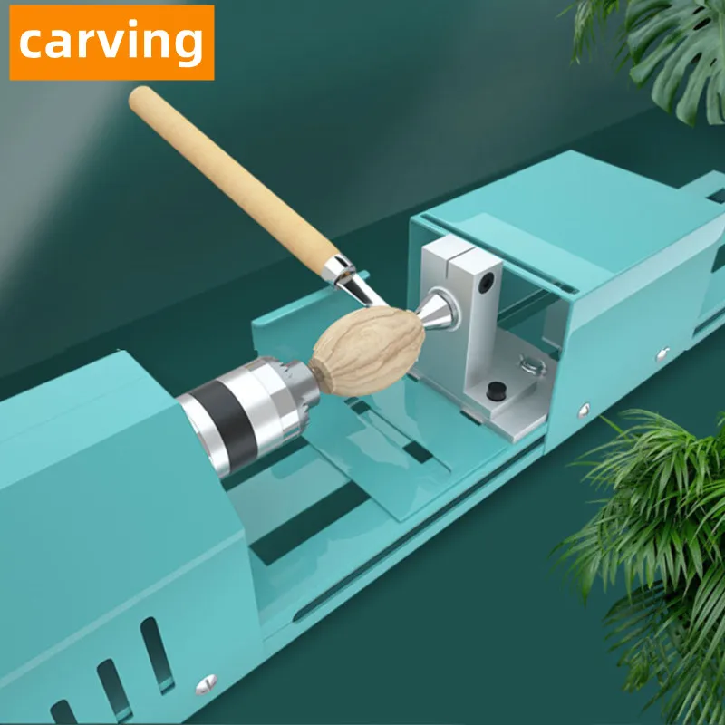 Upgraded Woodturning Lathe with Active Tail 110V-240V Mini Wood Lathe Machine Adjustable Rotary Tool 7-Speed Power Supply wood lathe tool wood lathe