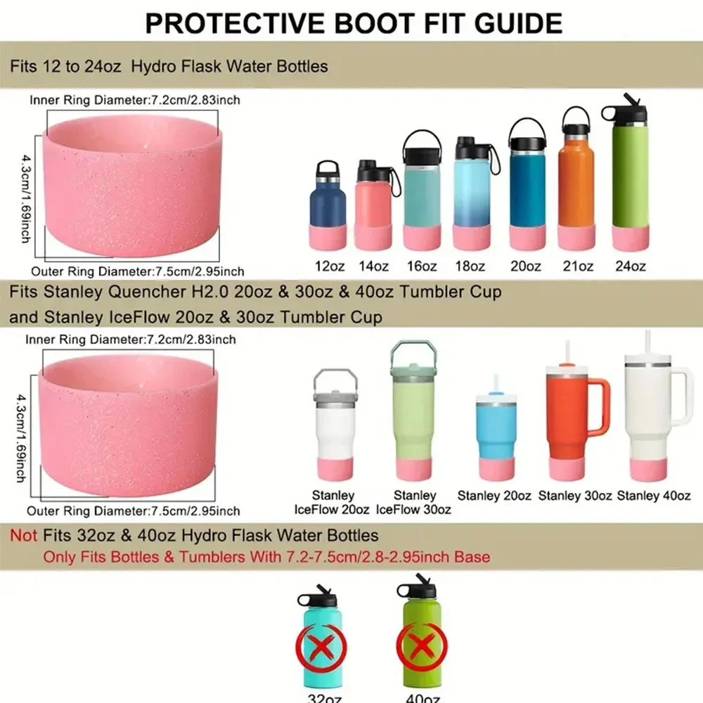 Bluwing Accessories Set For Stanley Cup 30oz & 40oz Tumbler - Includes Handle Strap, Silicone Boot, Straw Cover & Charms (Pink)