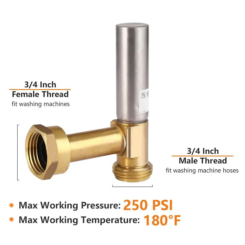 Reduces Noise Stainless Steel Angle Water Hammer Arrestor Washing Machine Angle Water Hammer Arrester 3/4" Malex3/4" Female