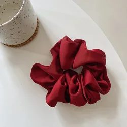 Elegant Silk Elastic Hair Scrunchies - Solid Color Ponytail Holders (Gold)