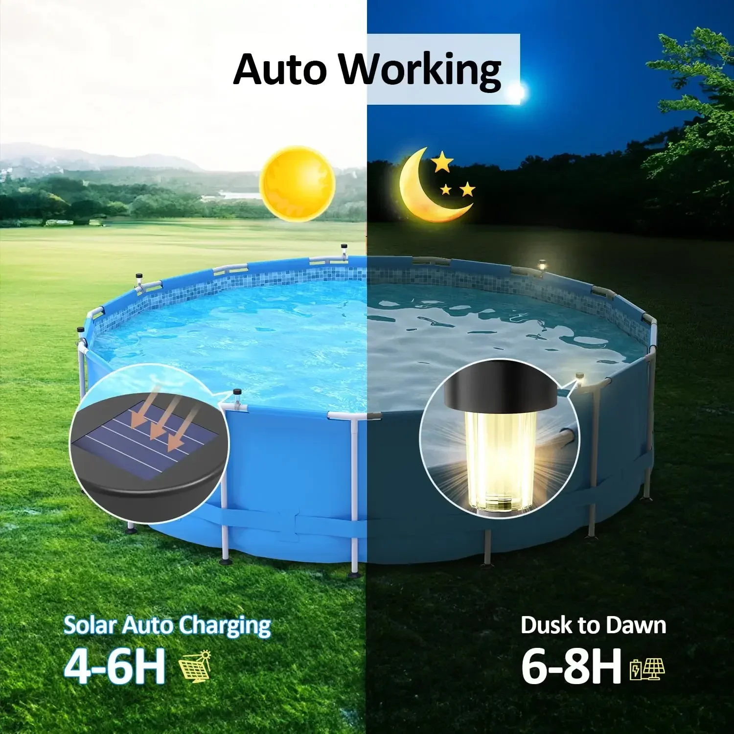Stainless steel Solar Pool Light Frame on the ground for swimming pool outdoor pool fence decorative accessories Waterproof LED
