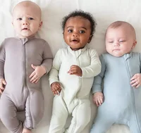 2024 Bamboo Fiber Baby Romper Clothes Long-sleeved Foot Climbing Infant Jumpsuit Children's Solid Cotton Bodysuit For Newborn 3