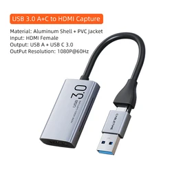 4K HDMI to USB/USB-C Video Capture Card for Streaming and Recording (Video Card)