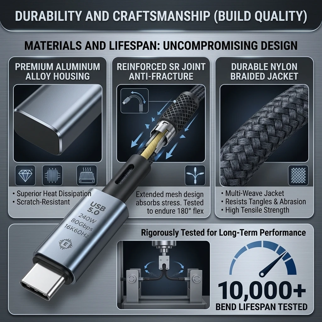 Ultra-Speed 240W USB Type C to Type C Cable with Fast Charging & 16K Video Support