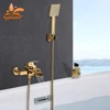Polish Golden Bathroom Shower Faucet Bathtub Faucet with Hand shower Waterfall Spout Wall Mount Cold Hot Water Mixer Bathing 1
