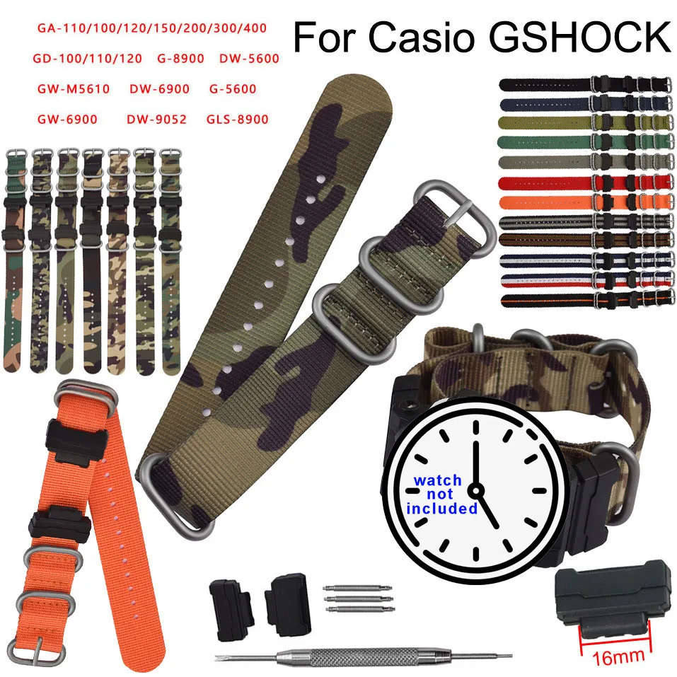 Cinturino Per Orologio In Nylon Mimetico Per Cinturino Da Polso Con Cinturino G-Shock Per Casio Gshock Ga-110 400 Gd100 G8900 Dw5600 9052 Gw-69000