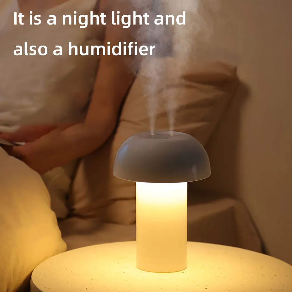 Mushroom Table Lamp Humidifier USB Charging Dimming Night Light Aromatherapy Machine Room Sprayer Atmosphere Light Bedside Lamp