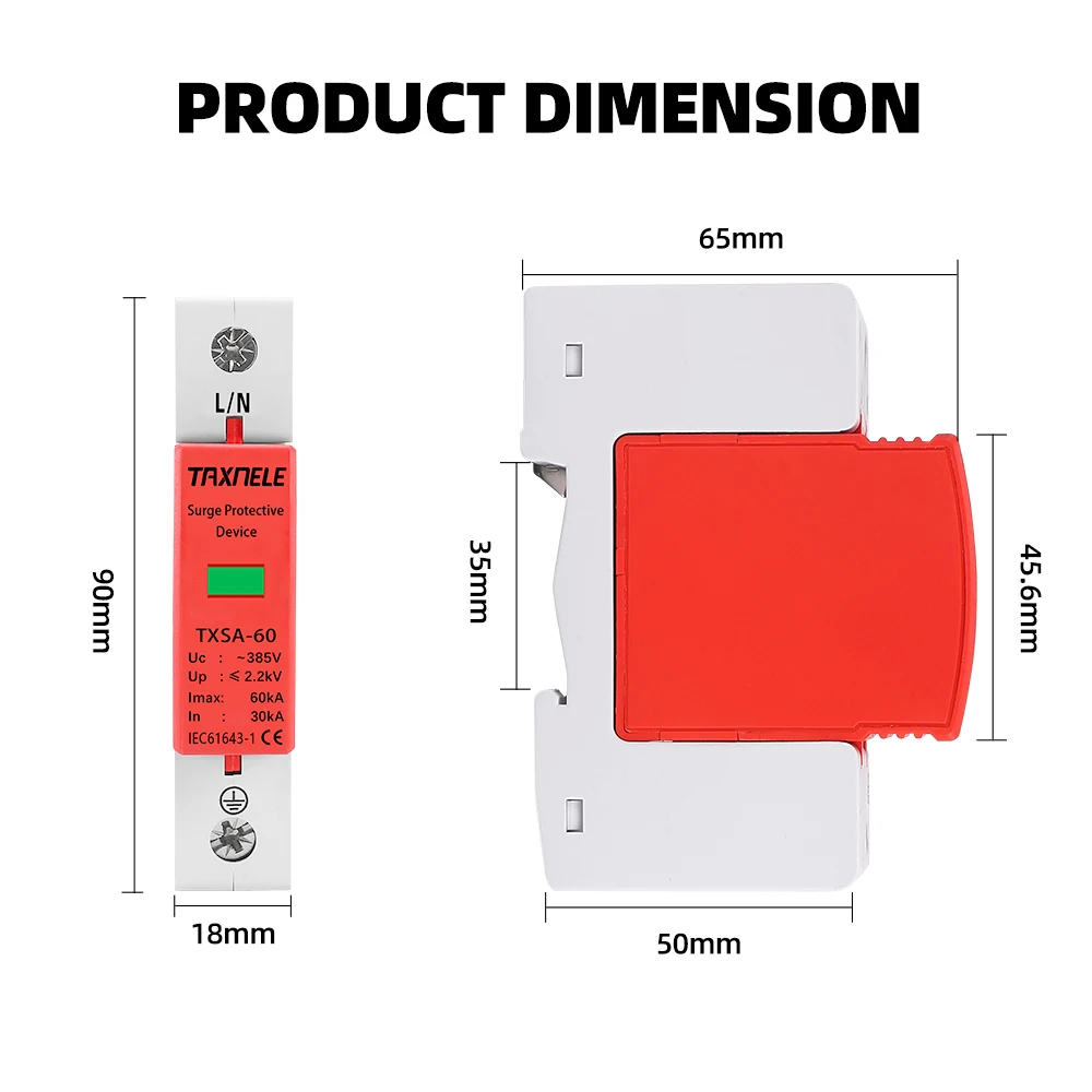AC SPD 1P 275V 385V 420V 20KA 40KA 60KA House Lightning Surge Protector protection Protective Low-voltage Arrester Device