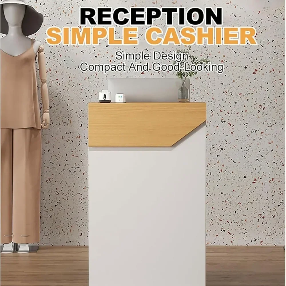Standing Reception Room Tables, Small Reception Desk Counter Table, Retail Counter Reception Desk with Drawer Storage 4