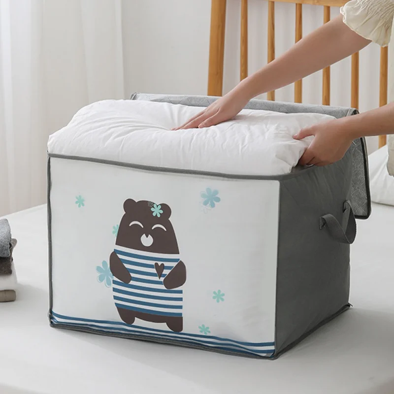 Thick Capacity Clothing Storage Bag Portable Clothing Quilt Storage Tools Bedroom Organizer Foldable Dustproof Quilt Zipper Bags 3