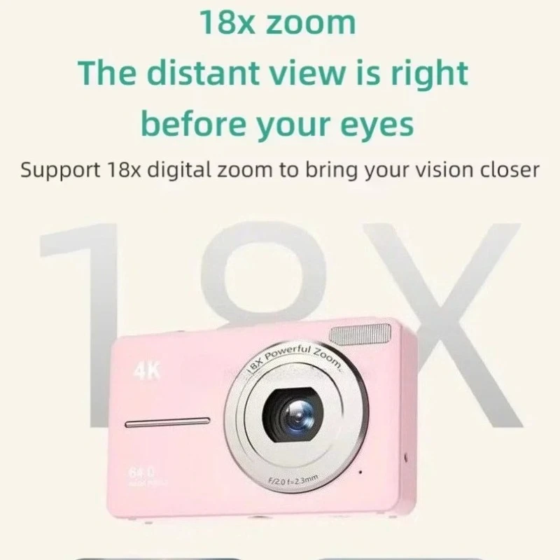 Fotocamera digitale 4K Fotocamera per vlogging con messa a fuoco automatica HD 48MP con videocamera per schermo grande da 2,4 pollici Fotografia per bambini Studenti Adulti - immagine 6