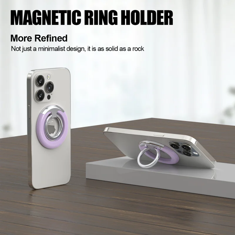 Metal Magnetic Finger Ring Cell Phone Holder for Magsafe Zinc Alloy Ultra-Thin Portable Finger Ring Button Cell Phone Holder