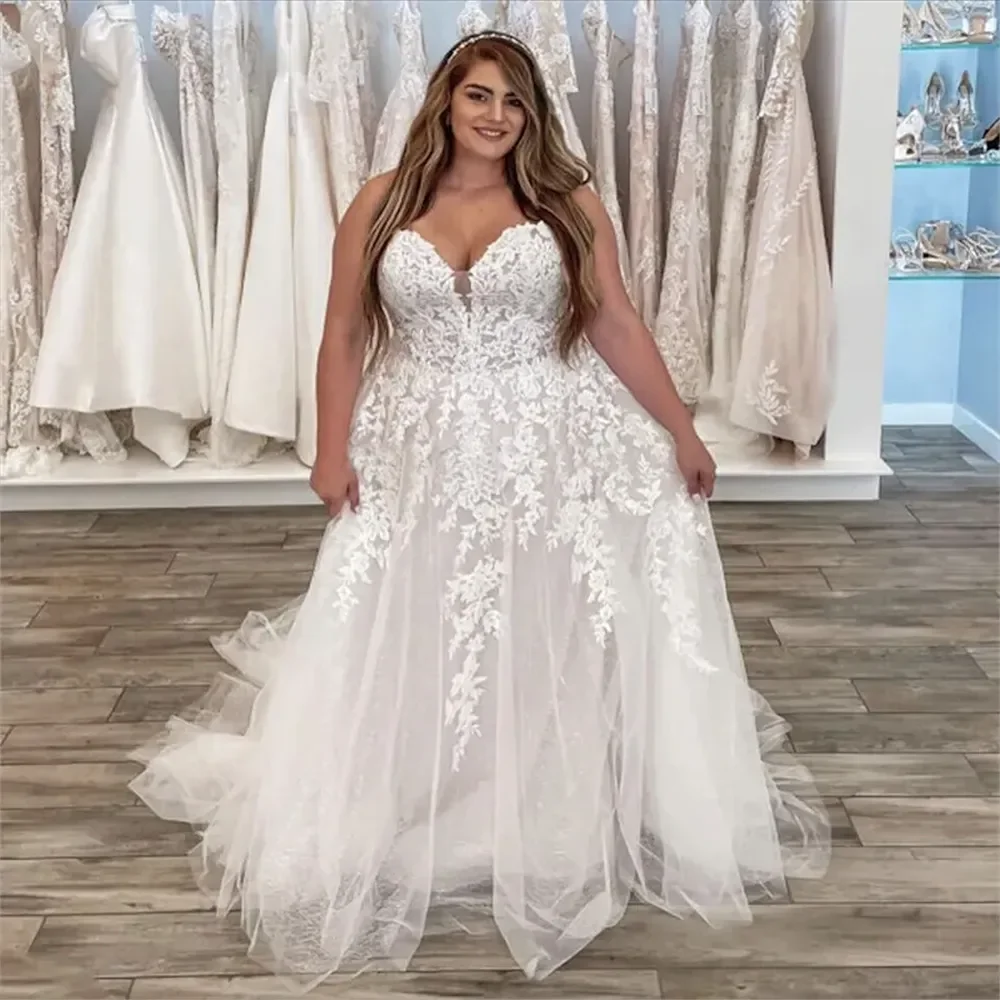 

Plus Size Boho Wedding Dress Appliques Lace Country Bride Dress Elegant Women Country Civil Beach Bridal Dress robe de mariée