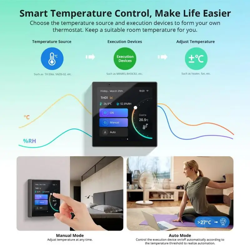 SONOFF NSPanel Pro WiFi Smart Scene Wall Switch EU Smart Home Control Panel Thermostat Display Switch Wok with Alexa Google Home smart wall switch
