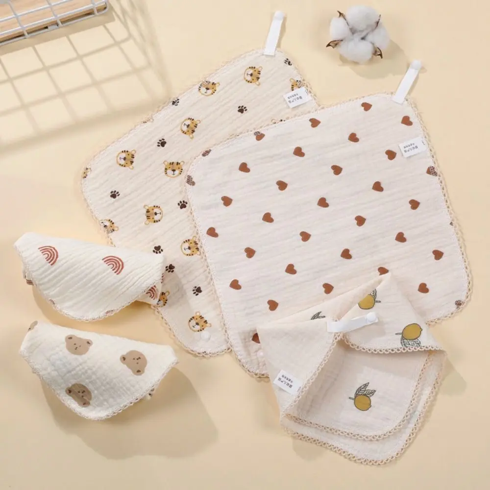 Cotton Baby Feeding Drool Bibs Soft Snap Button