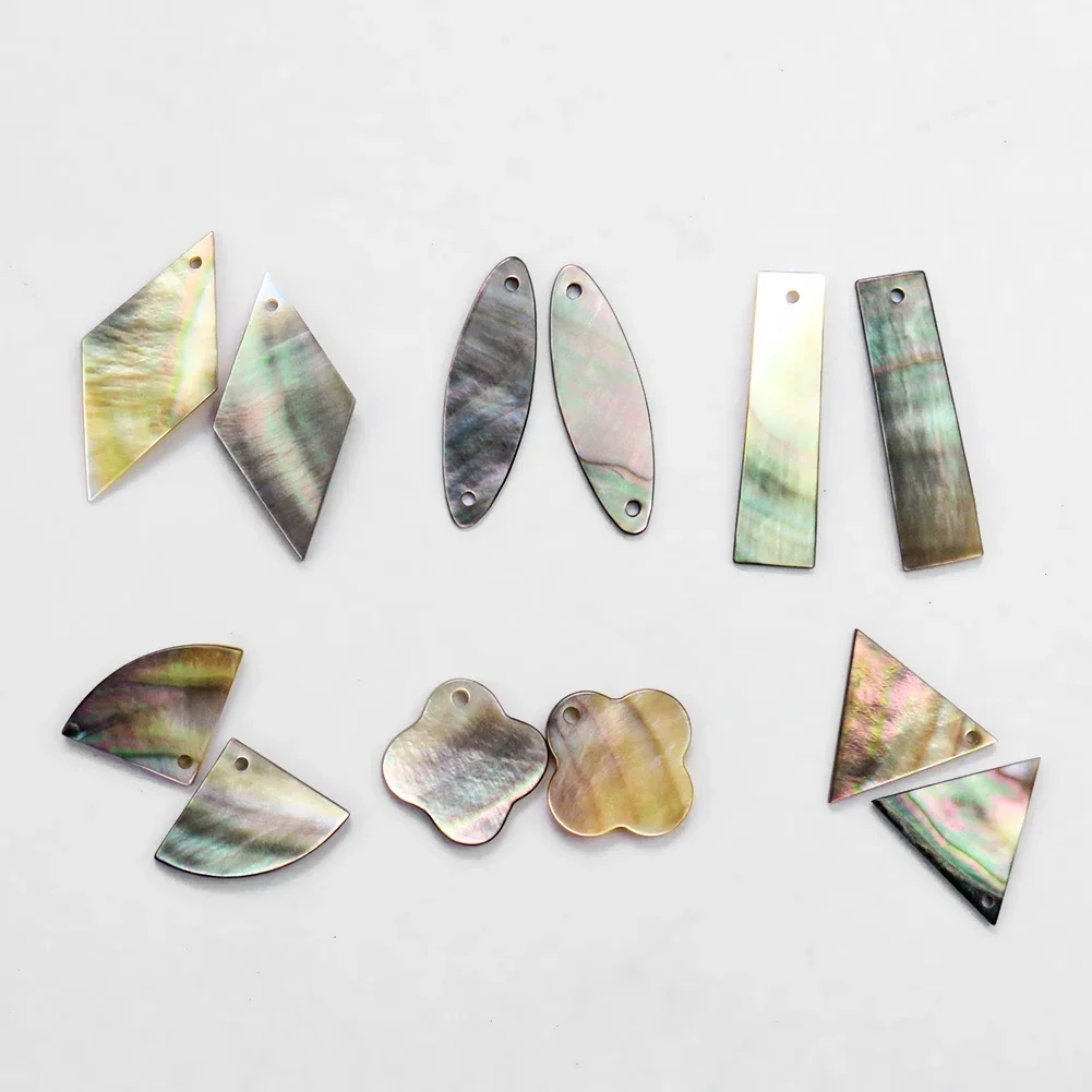 5PCS Natural Mother of Pearl Black Shell Connector Bead Pendant Charm Geometry Shell for Necklace Earring Jewelry Finding Making for natural shell ornaments